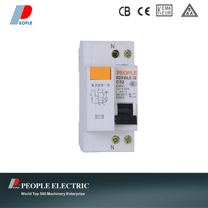 Residual Current Circuit Breaker with Overcurrent Protection 4.5ka Rdx30le-32 1p+N