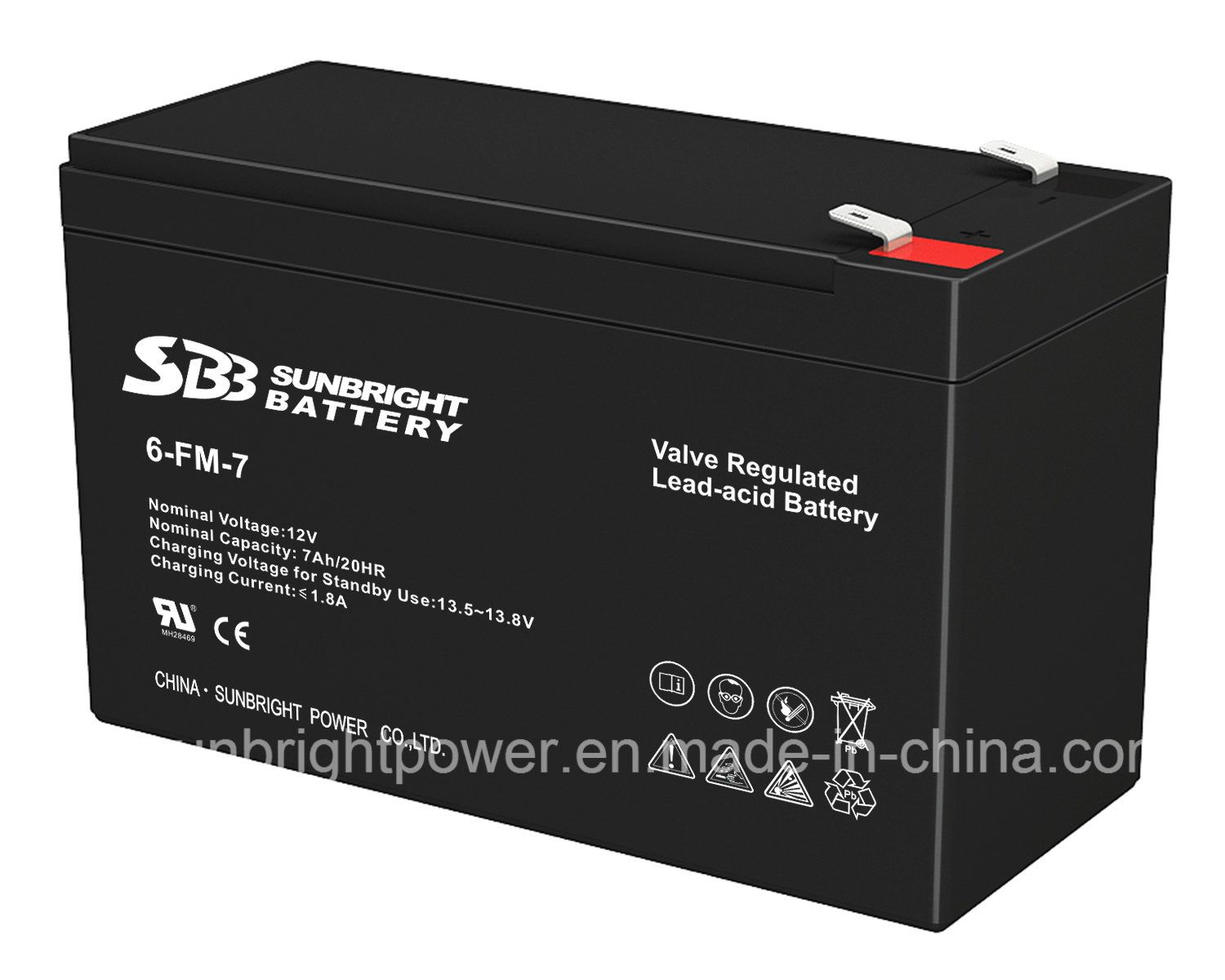 CE UL Approve 12V7ah Rechargeable UPS Battery