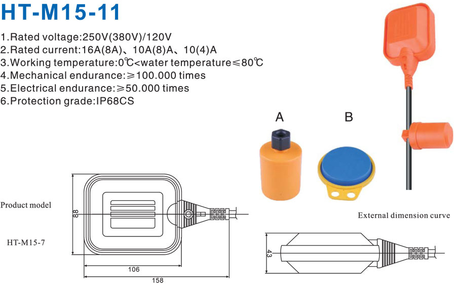 Water Tank Float Switch/Float Switch/Float Level Swotch with Ce