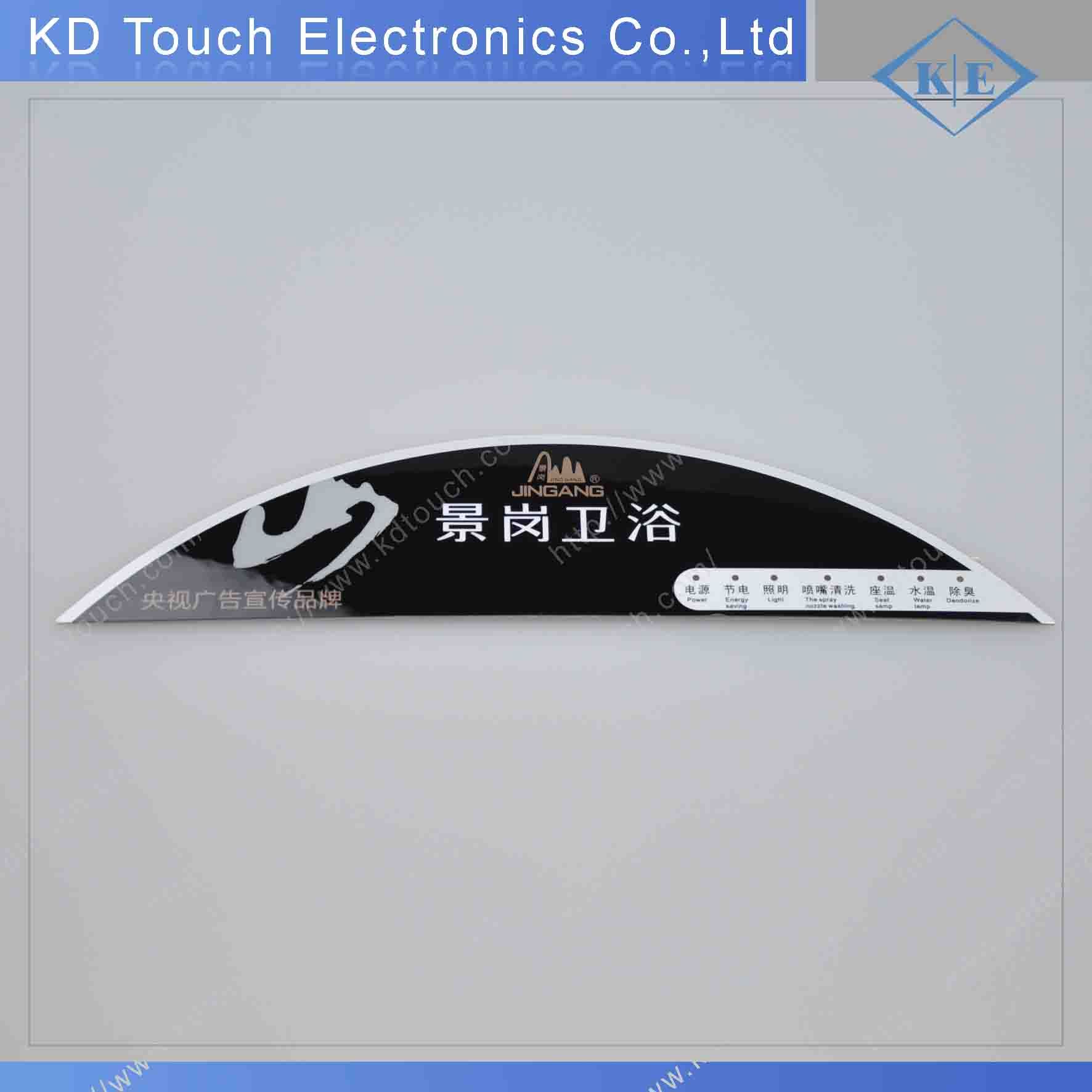 Polycarbonate Bathroom Control Panel Overlay with LED