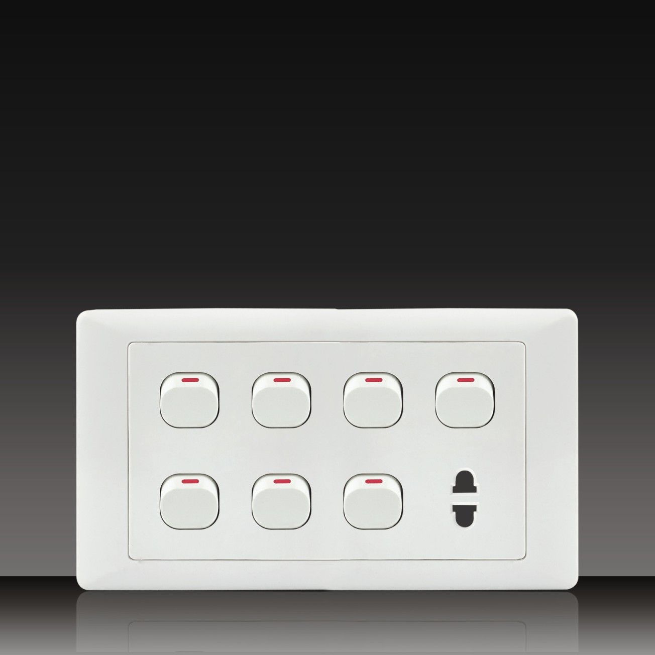 7gang Single Way Switch + 1gang 2pole Socket (S207DK1-2Z2)