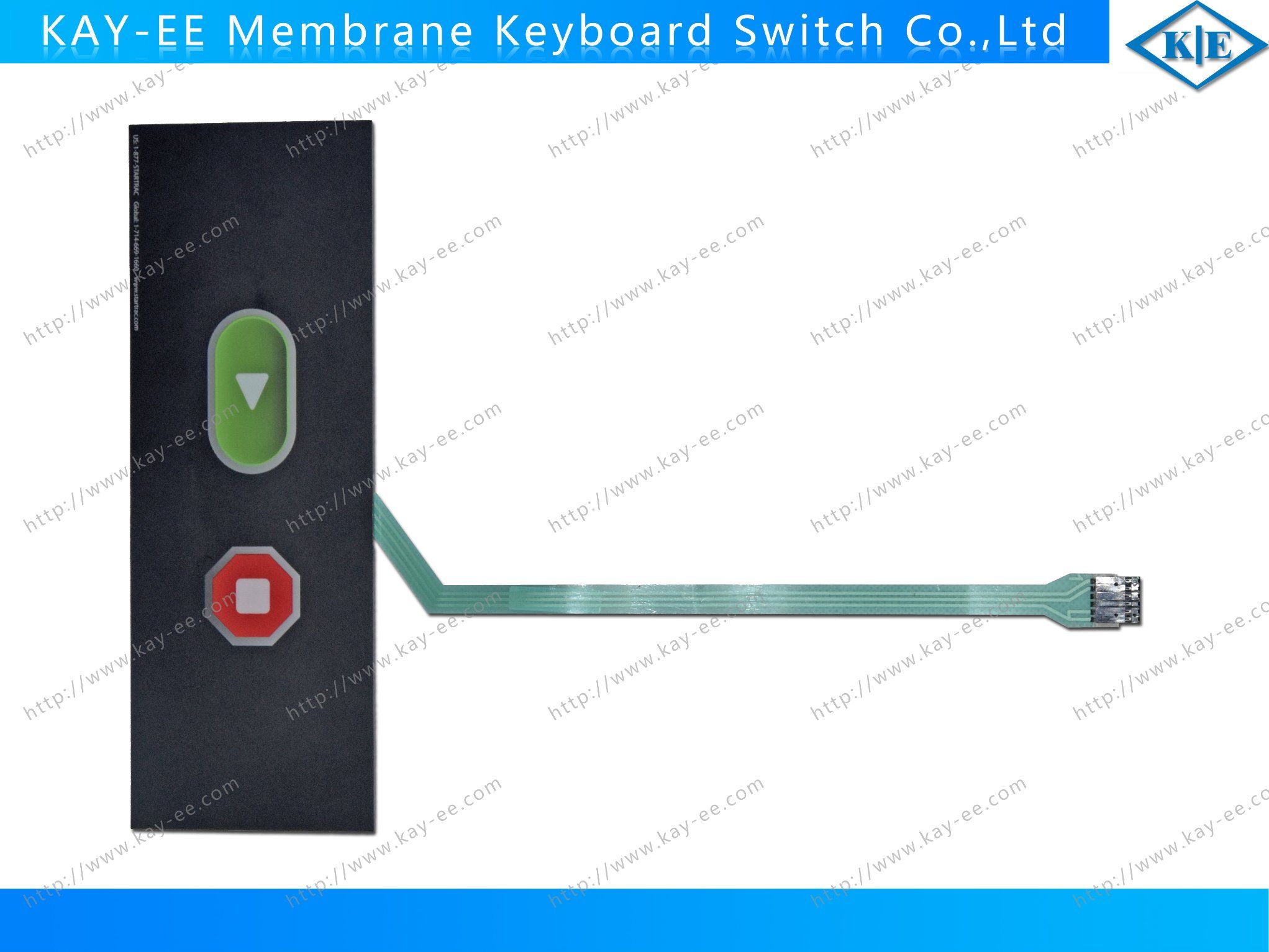Rim Embossed Membrane Switch with Long Tail Nicomatic Connector