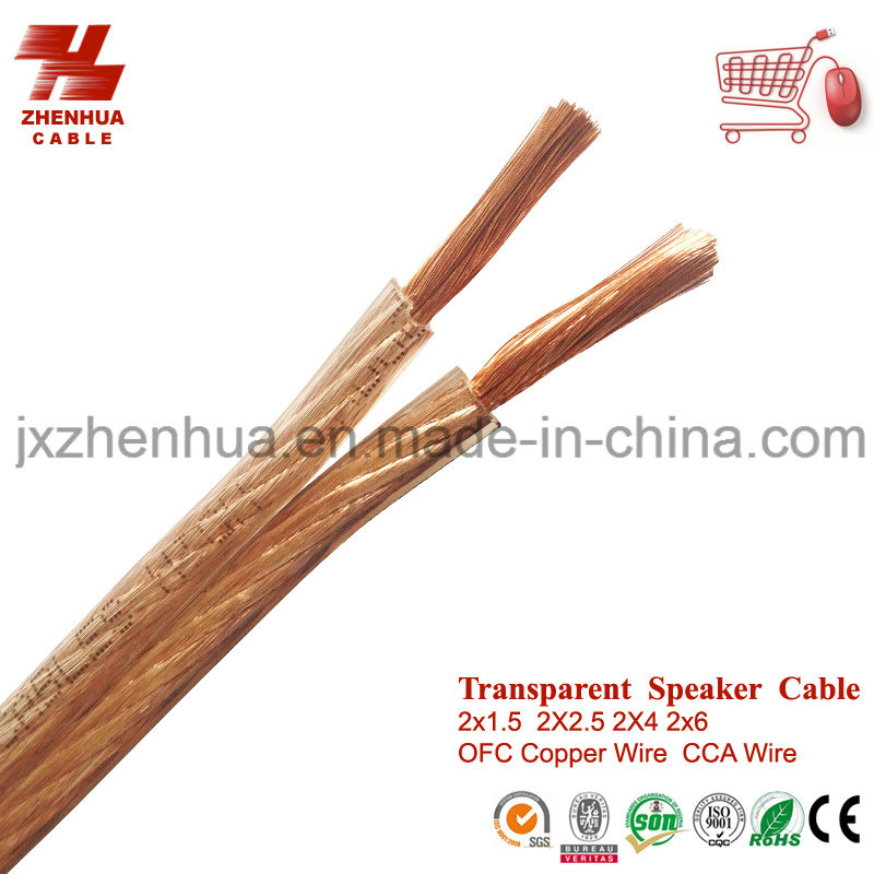 Hi Quality CCA 2X4mm2 2X6mm2 Transparent Speaker Wire Cable