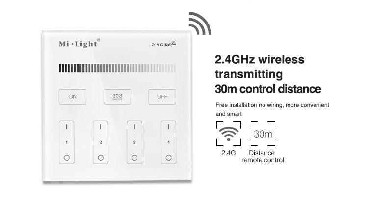 4-Zone RF Panel Remote Controller-Wireless Brightness Dimming