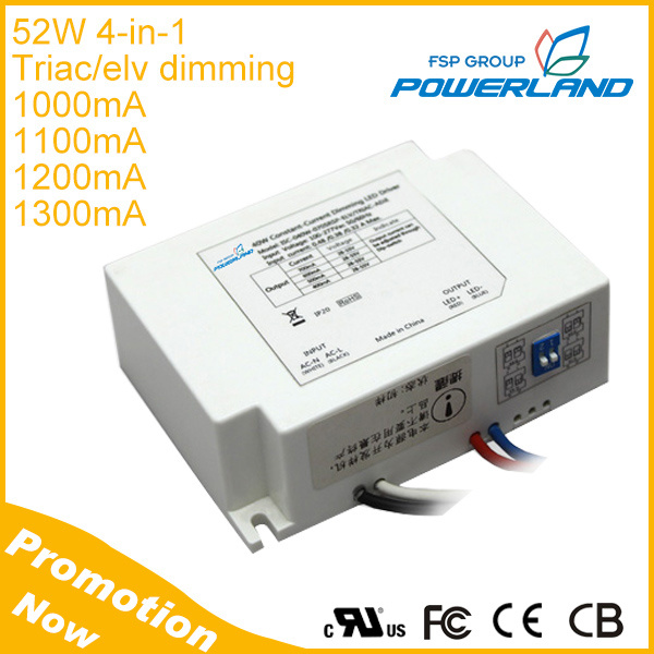 UL Approval 52W 1.0A 1.1A 1.2A 1.3A Triac Elv Dimming LED Driver