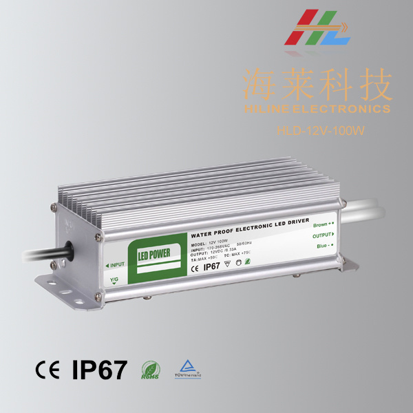 100W 12V 24V Waterproof IP67 LED Power Supply LED Driver
