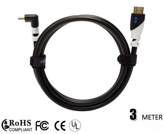 High Speed 3m Right Angle HDMI Cable with Ethernet Gold-Plated
