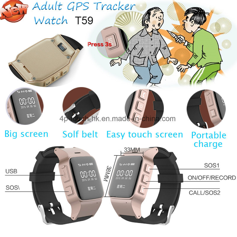 New Elderly GPS Tracking Watch with Sos Button (T59)