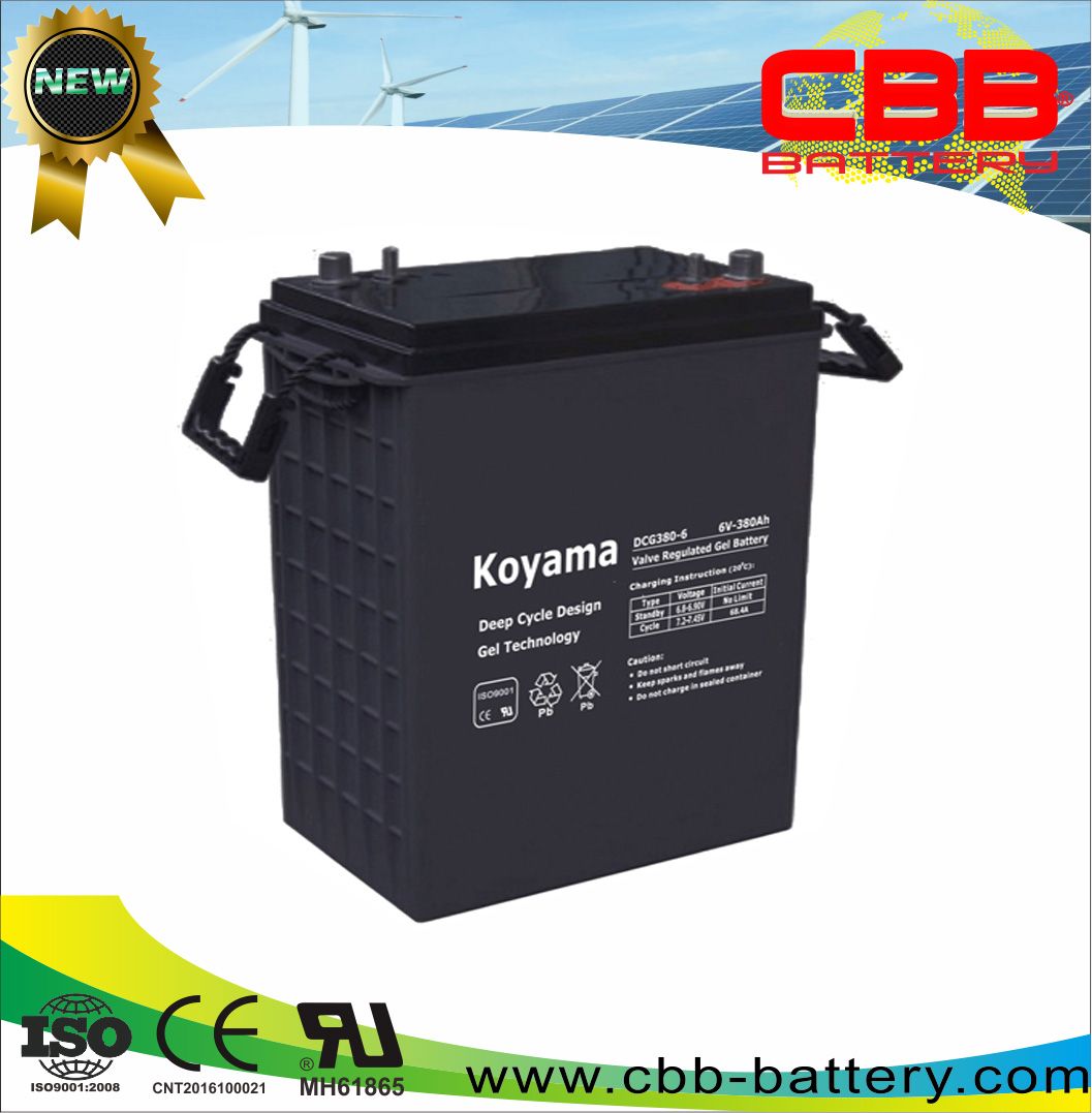 380ah 6V Rechargeable Deep Cycle Gel Battery for Street Lighting