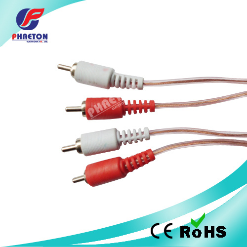 Transparent 2RCA Male to 2RCA Male AV Cable