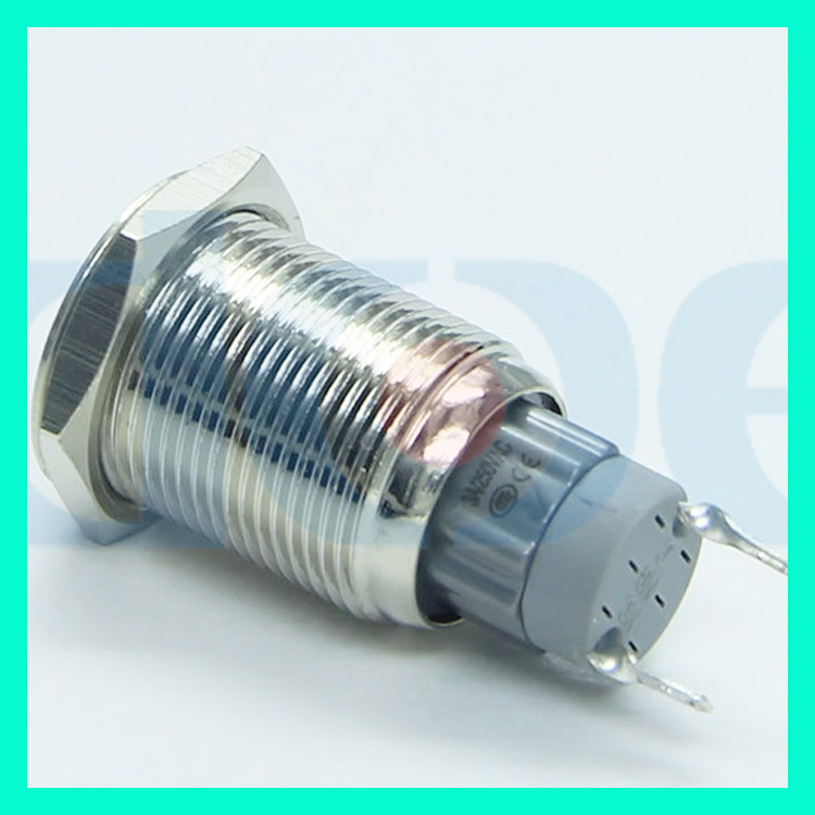 Flat Round Latching Type Push Button Switch with LED Light