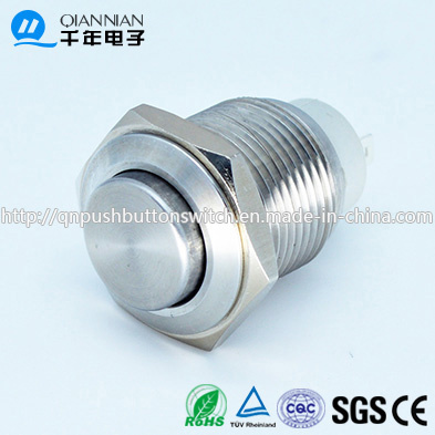 16mm 1no Self-Locking High Flat Nickel Plated Brass Stainless steel Push Button Switch