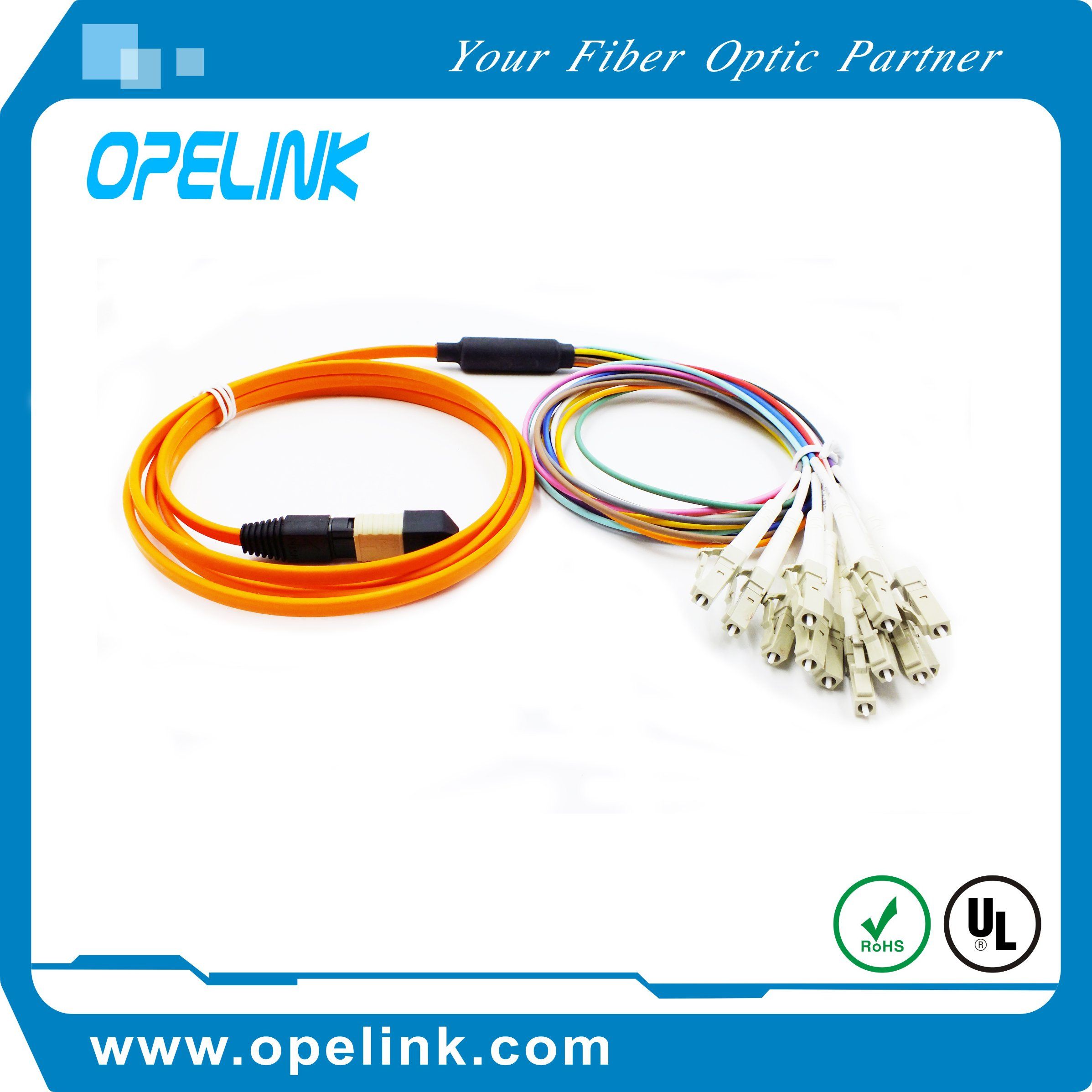 Telecommunication Fiber Optic Drop Cable MPO Patch Cord LC Optical Fanout Cable Assembly