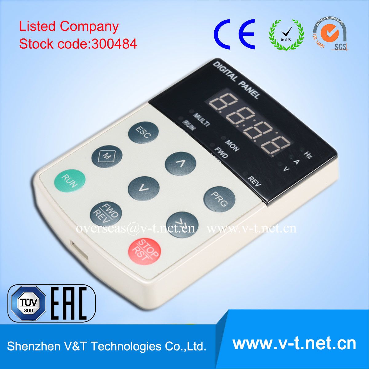 V&T V5-H 5.5 to 7.5kw 1/3pH 200V Heavy Load Application Variable Frequency Drive