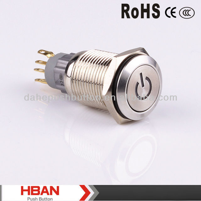 Ce RoHS ISO9001 Logo Power LED Push Button Switch