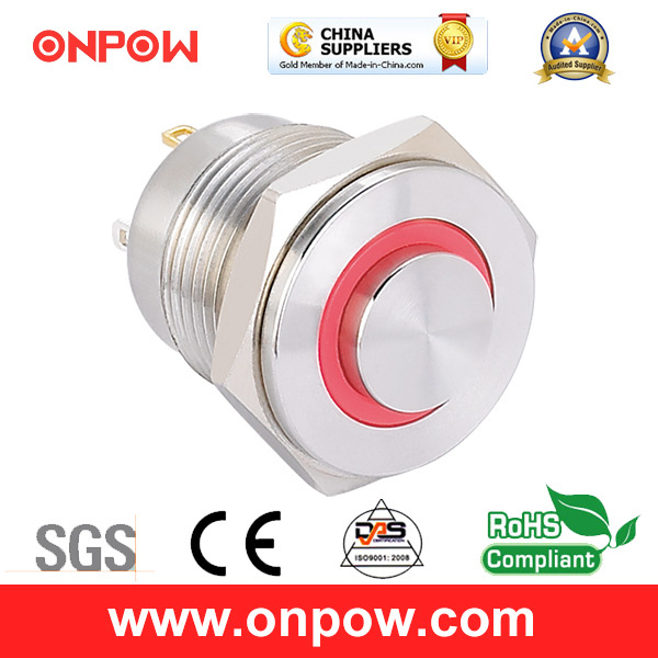 Onpow 16mm Illuminated Push Button Switch (GQ16pH-10E/J/R/12V/S, CE, CCC, RoHS)