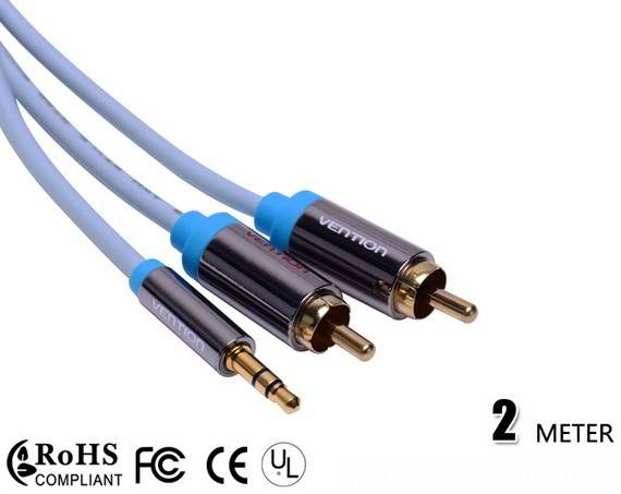 2m Stereo 3.5mm to 2RCA Cable Good AV Cable