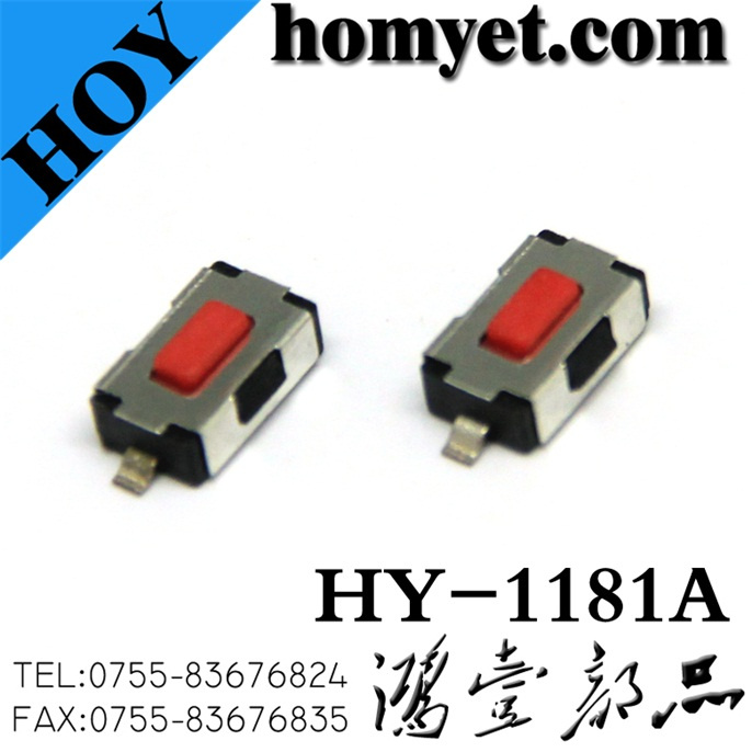 Manufacturer SMD Tact Switch with 2pin 6*4*2.5mm Square Red Button (HY-1181A)