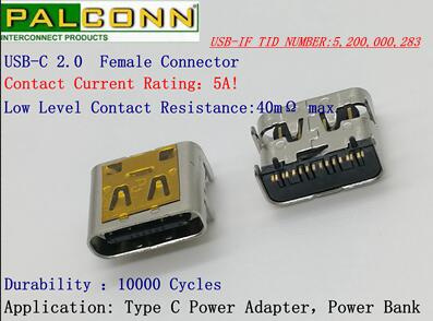 USB2.0 Type C Connector USB-If Vid No.: 5510