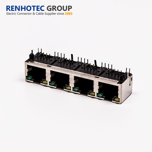 RJ45 4 Port Female Connector Panel Mount