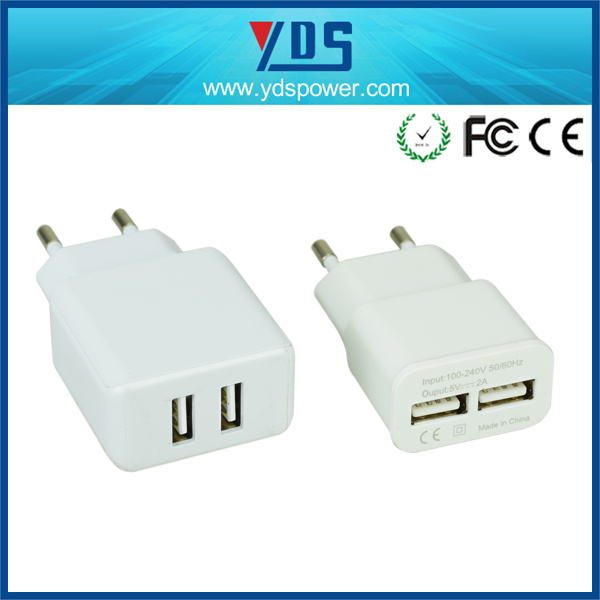 Dual USB EU Plug Mobile Phone USB Wall Quick Charger