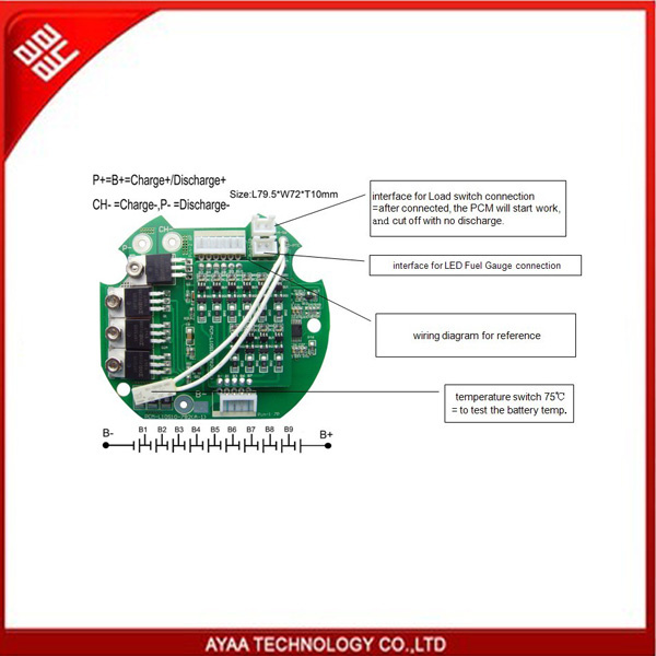 PCM/ BMS with Electronic Switch PCM-L10s10-782 (10S)