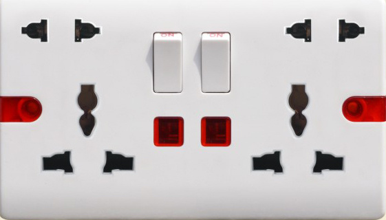 British Standard Double 13A Switched Socket Outlet with Neon F1