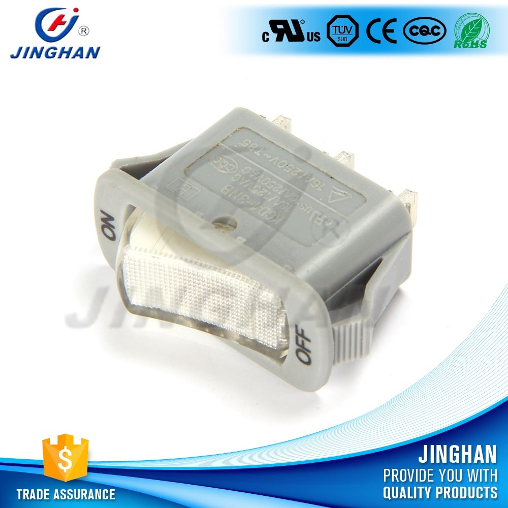 Customizable Durable Kcd3-104/N 16A 250V White Rocker Switch