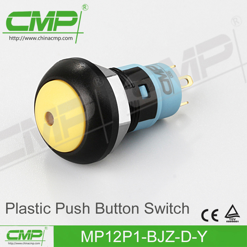 12mm Push Button Switch with Yellow Head