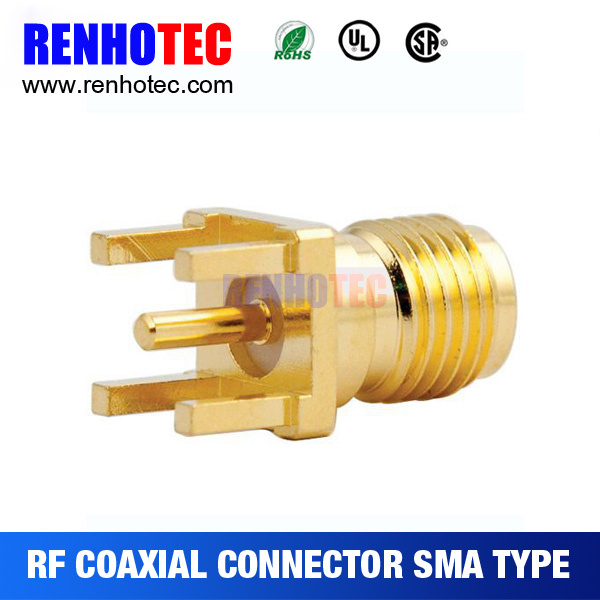 50 Ohm PCB Connector Through Hole Type SMA Straight PCB Jack Female