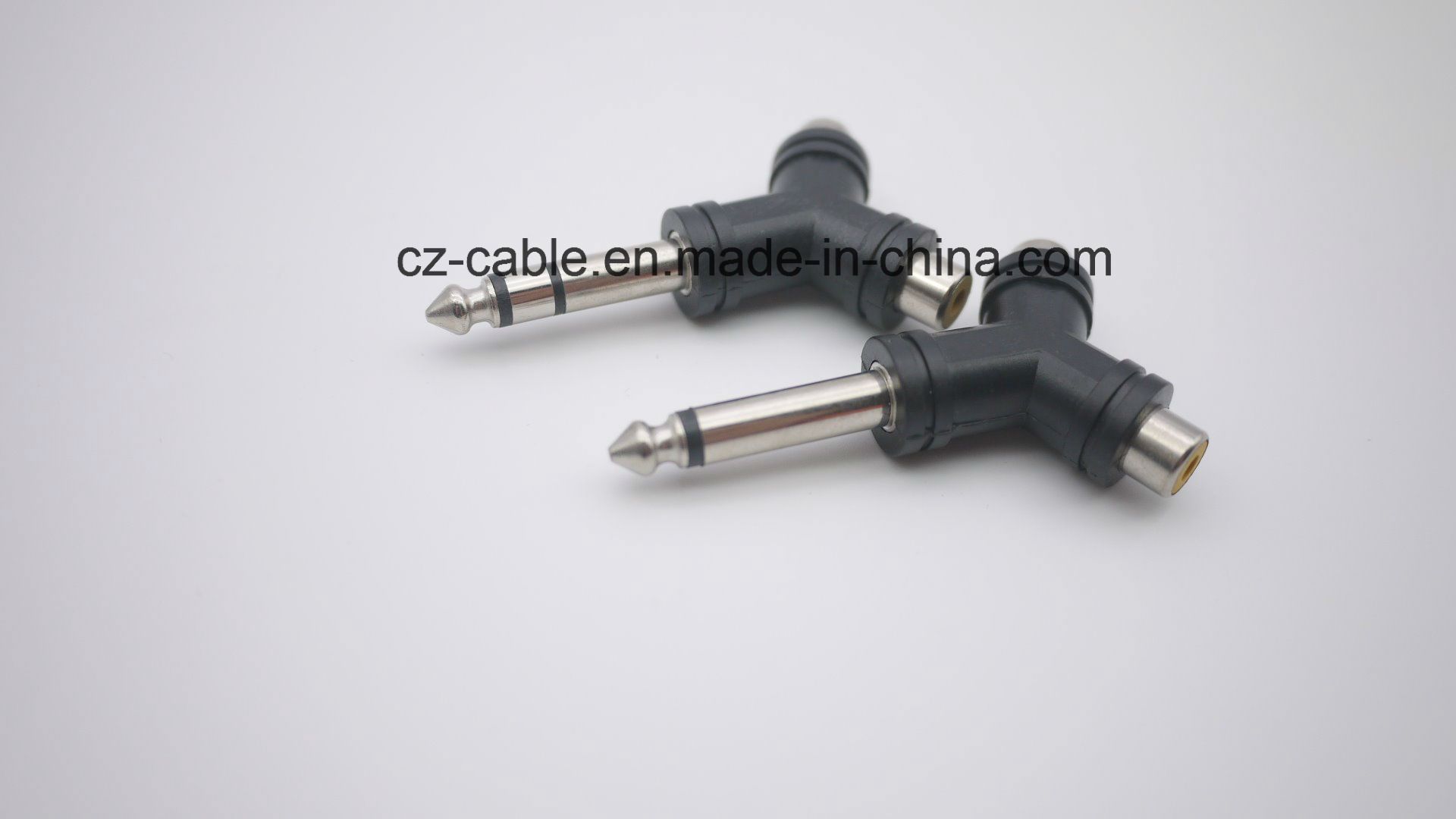 Adapter, 6.35mm Mono/Stereo Plug to 2RCA Jacks