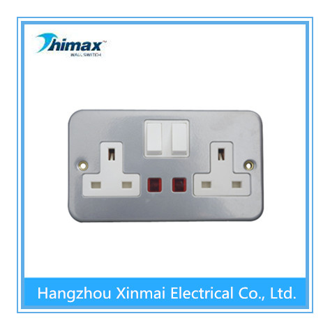 M408 13A 2gang Switched Socket Single+Neon