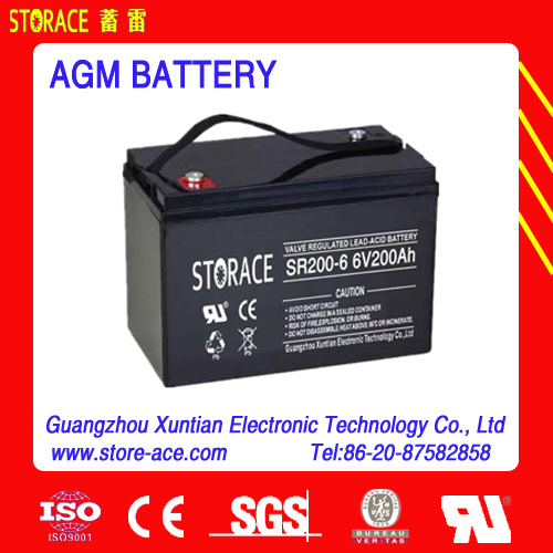 Alarm System Sealed Lead Acid AGM Battery 6V 200ah