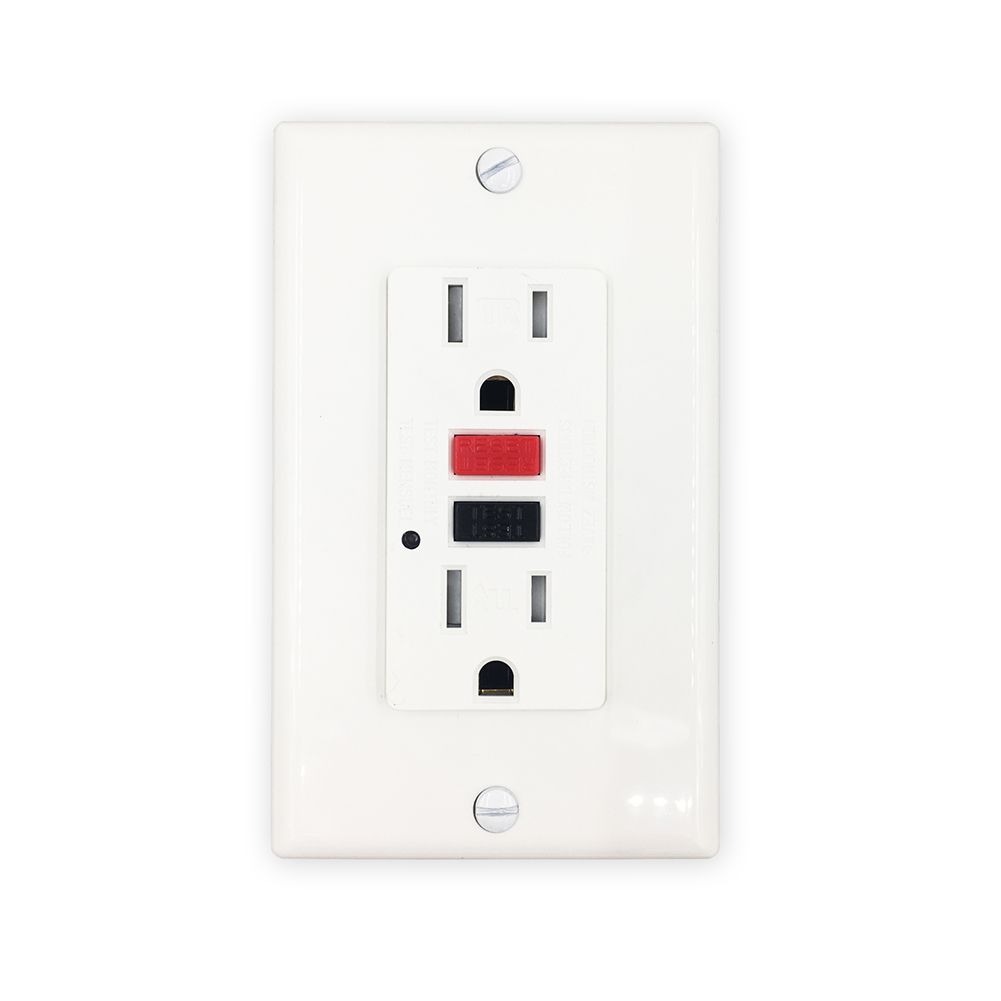 15A Tamper-Resistant GFCI Outlet with LED Indicator, White, ETL Listed
