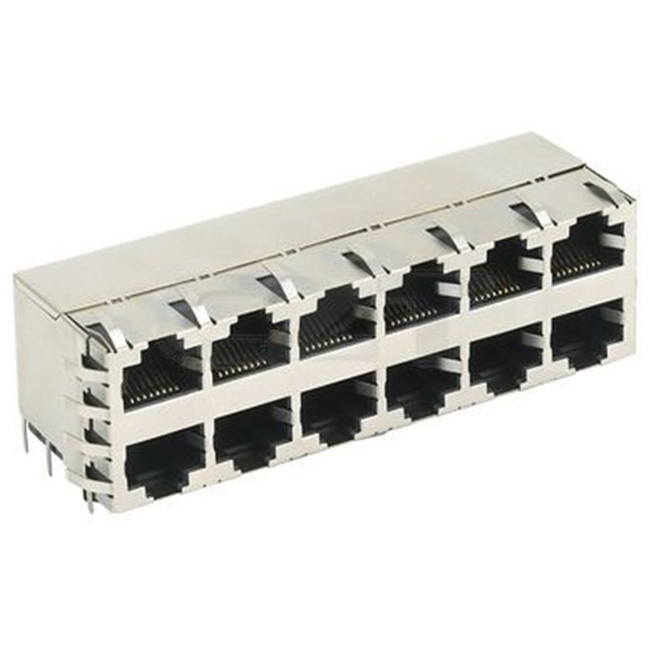 Shielded Stack 2X6 RJ45 Connectors, 12 Ports Dual Deck