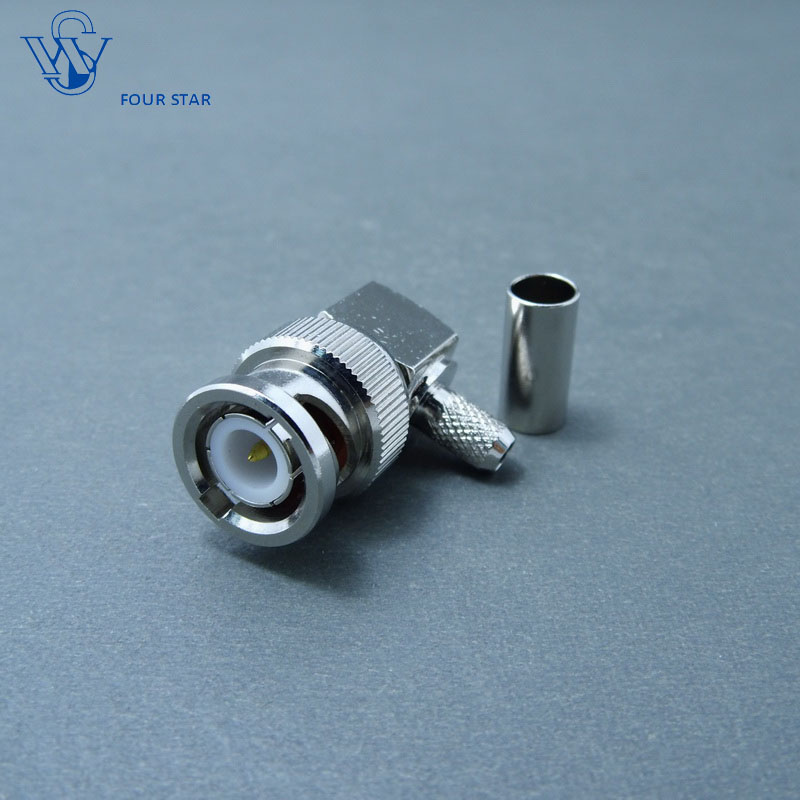 RF Coaxial Male Right Angle Crimp BNC Plug Connector for Rg58 Cable