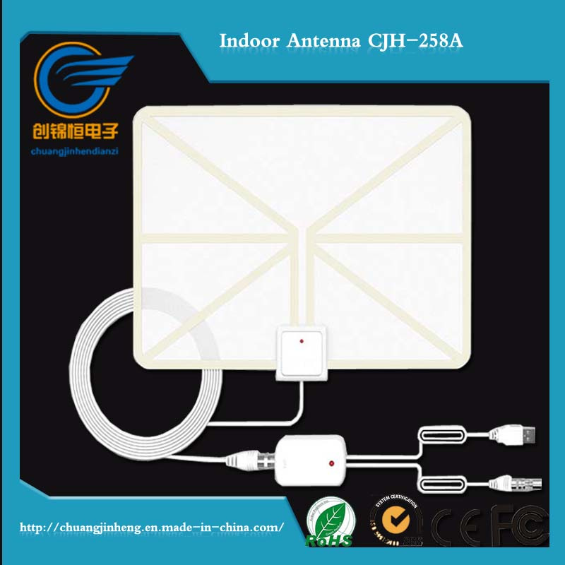 White HDTV Antenna with Amplifier for TV Use