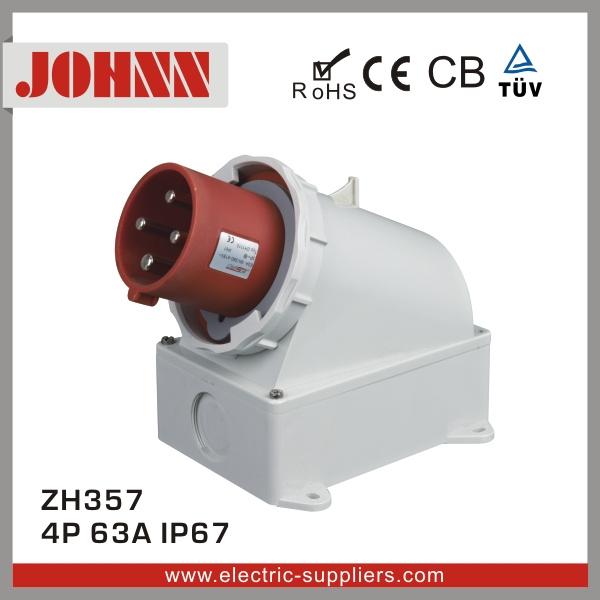 IP67 4p 63A Surface Mounted Plug for Industrial