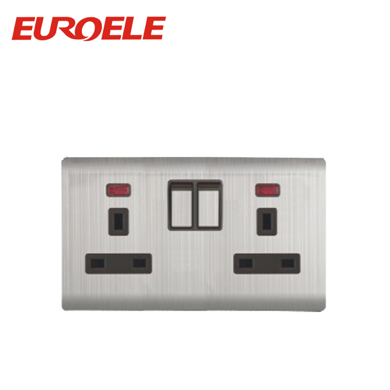 British Model 2 Gang Switch 13A Double Socket