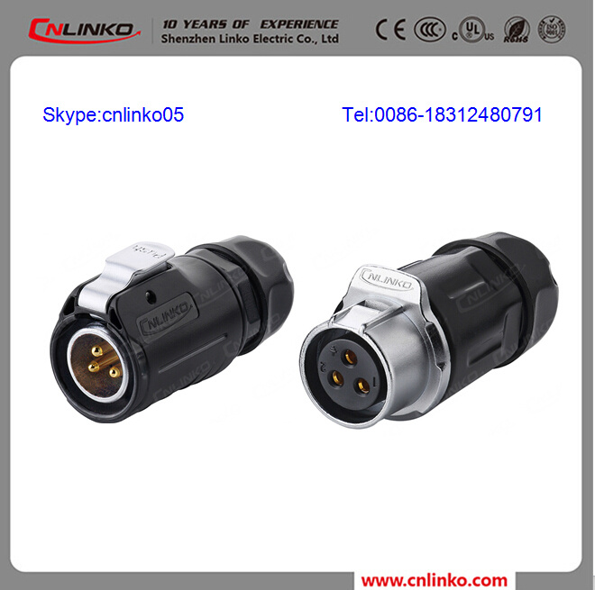Waterproof Push Locking 3 Pin Push Pull Connector