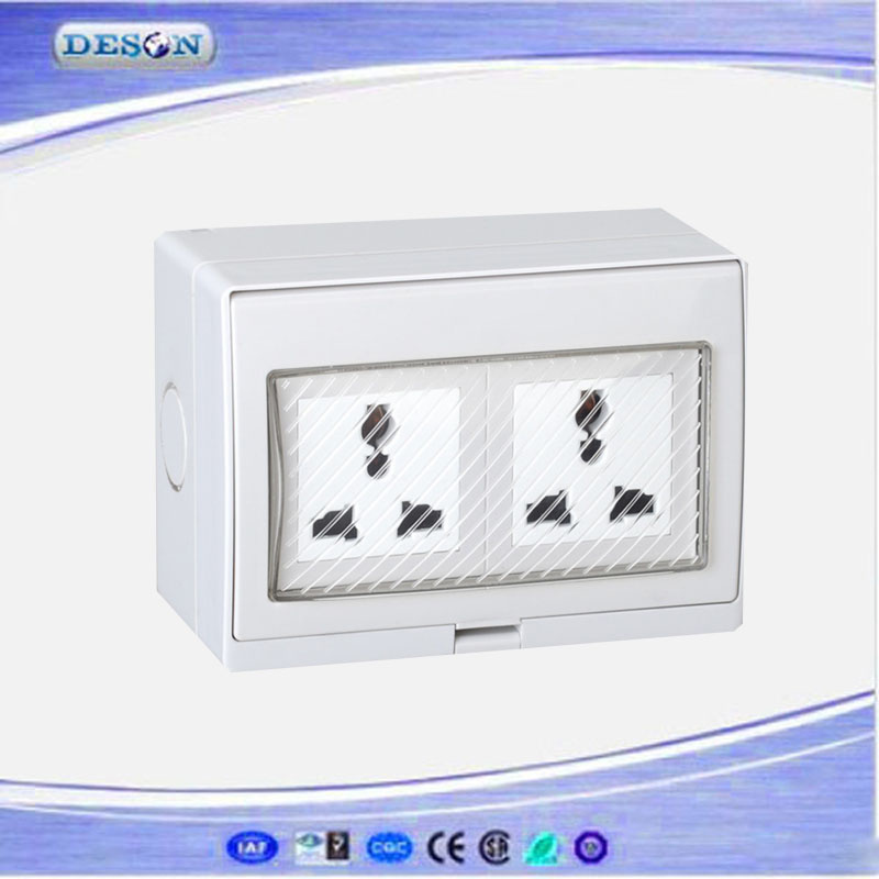 IP55 2 Gang Waterproof Universal Wall Socket