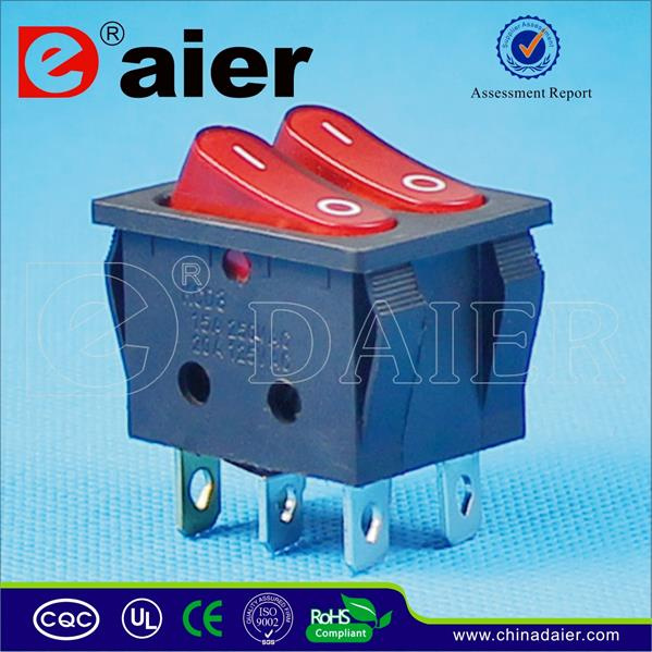 PA66 Illuminated Double Pole Rocker Switch with 2 LEDs
