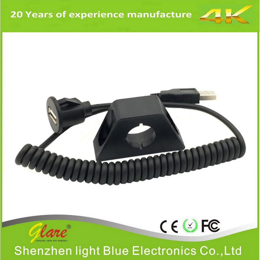 USB Extension Lead for Car Audio Stereos with Mounting Bracket