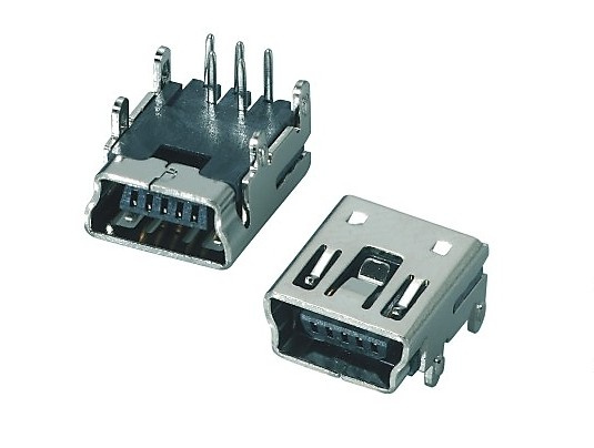 Mini USB Connector 5f DIP 90 Degree B Type (shell 4 legs)