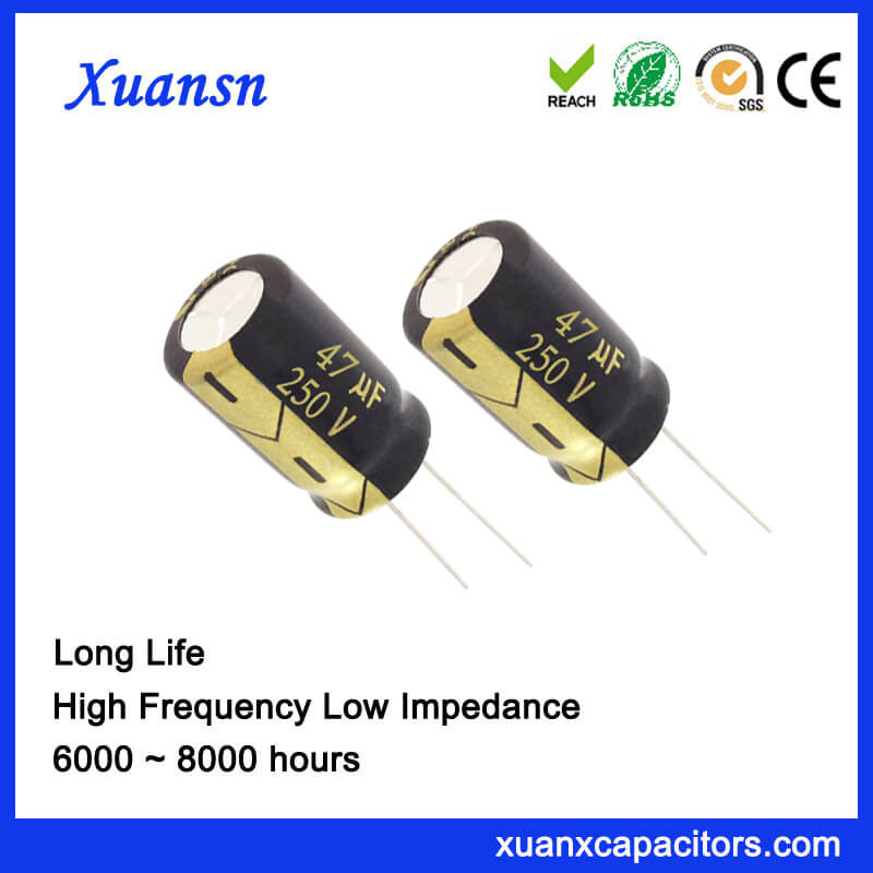 Factory Directly High Voltage 250V 47UF Electrolytic Capacitor 8000hours