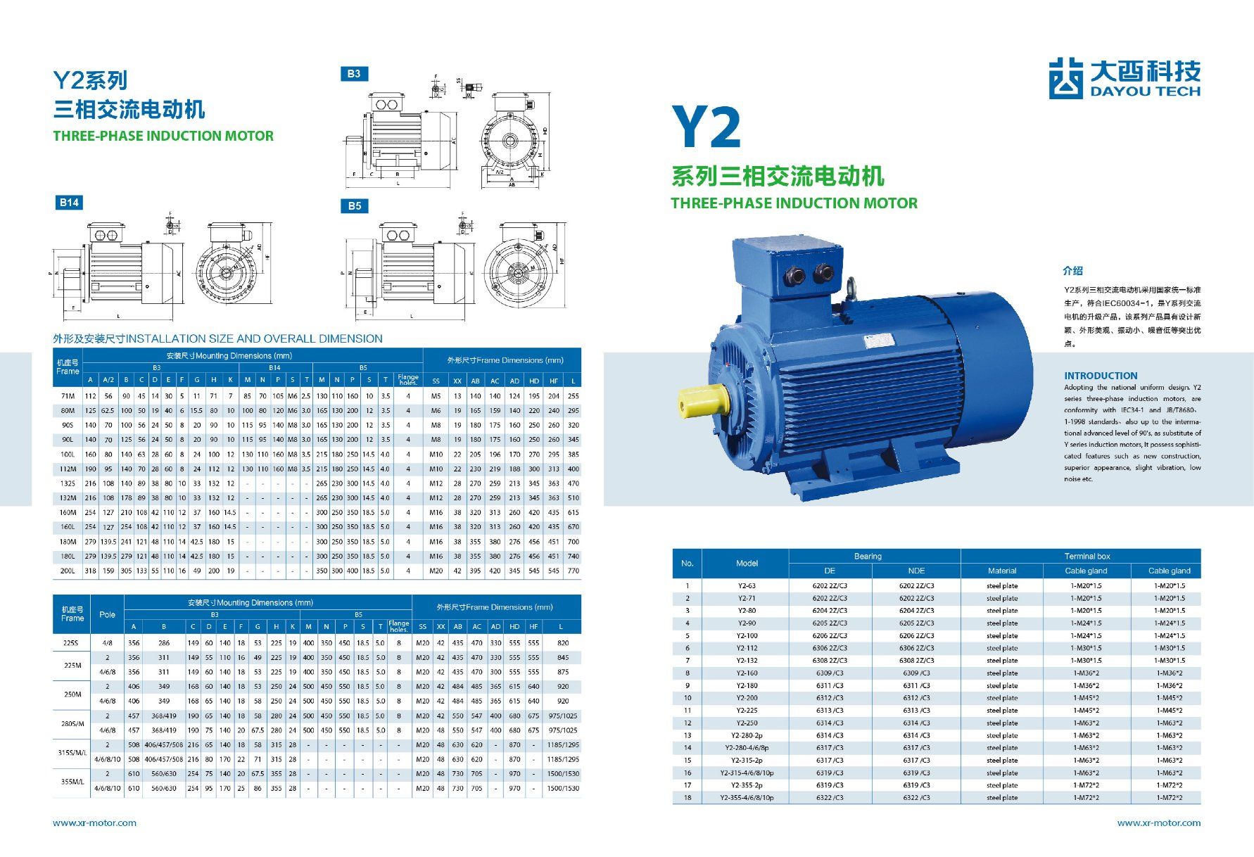 Y2 112m-2 Series Three Phase High Efficiency Induction AC Motor
