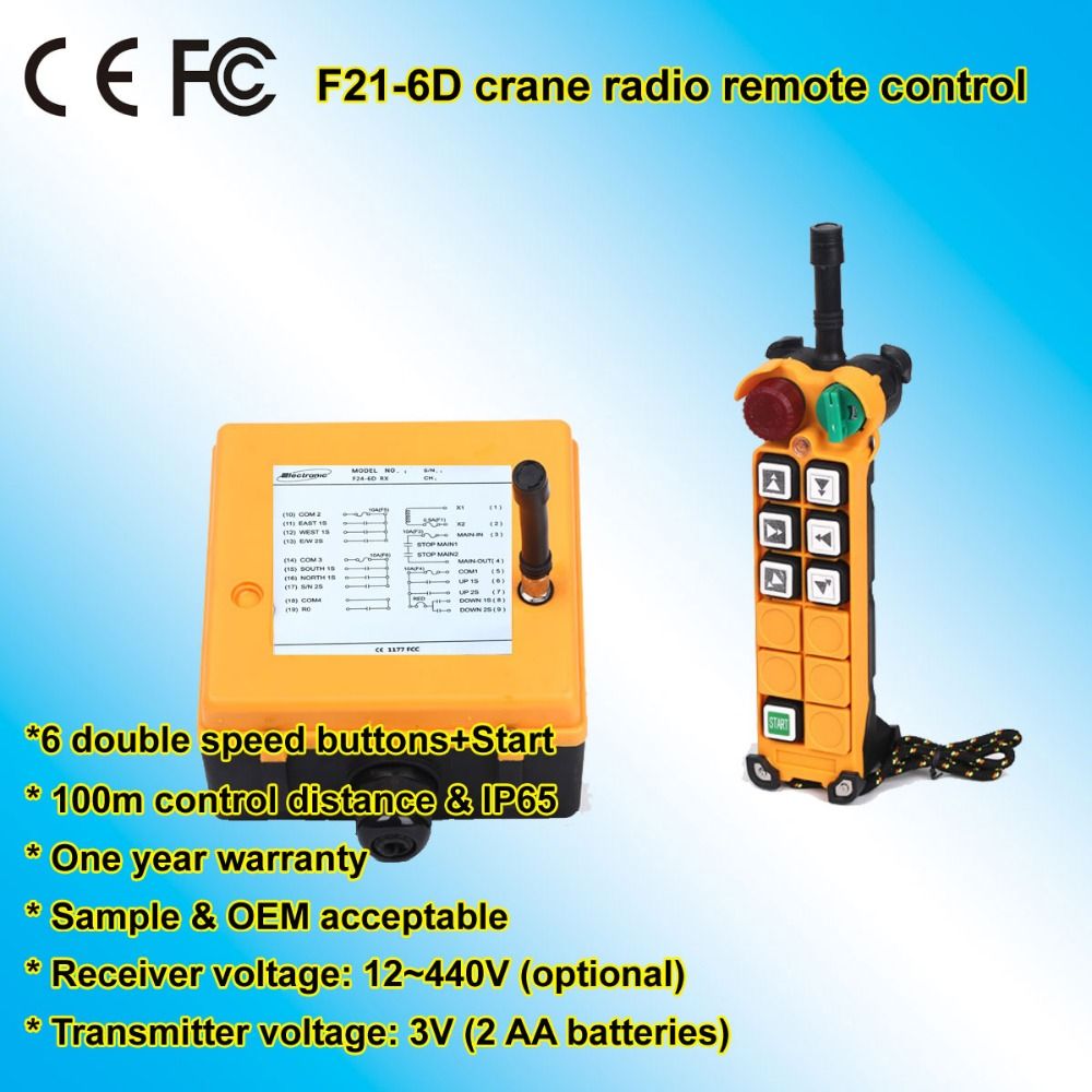 Hot Sell 2 Speed 2 Transmitter Control Hoist Crane Radio Remote Control F21-6D