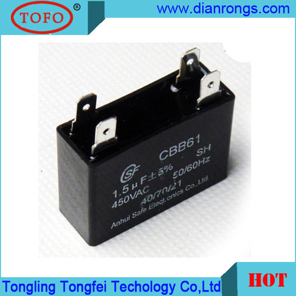 Best Sell Sh Polypropylene Cbb61 Ceiling Fan Capacitor 450VAC