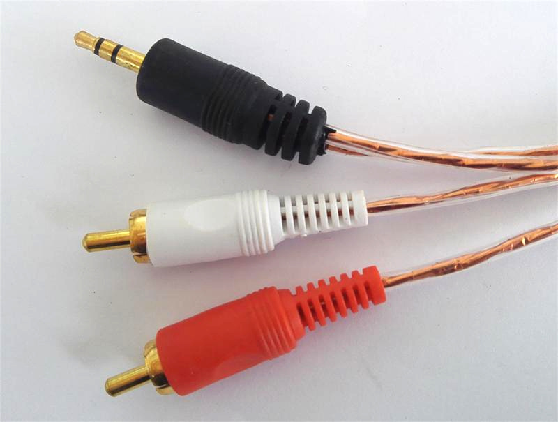3.5 to 2RCA, AV Cable, Transparent Color
