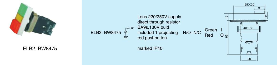 High Quality Pushbutton Switch (ELB2-BW8475)